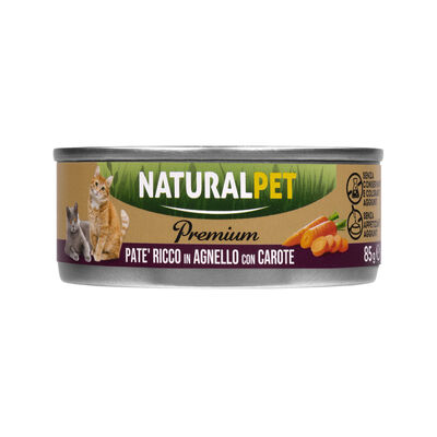 Naturalpet Premium Cat Adult Paté ricco in Agnello con carote 85gr
