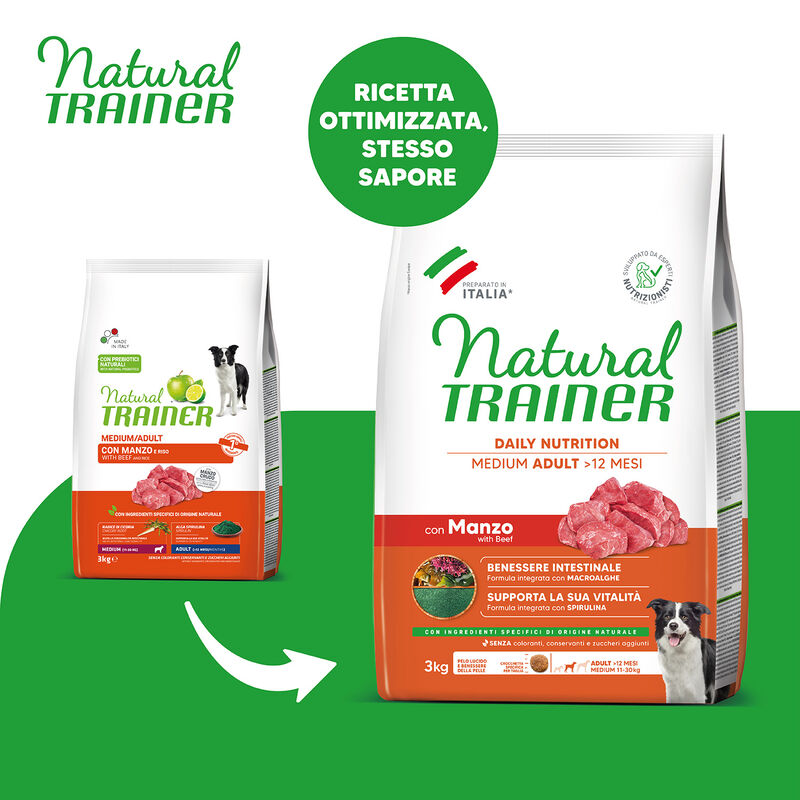 Trainer Natural Dog Medium Adult Manzo e Riso 12 kg