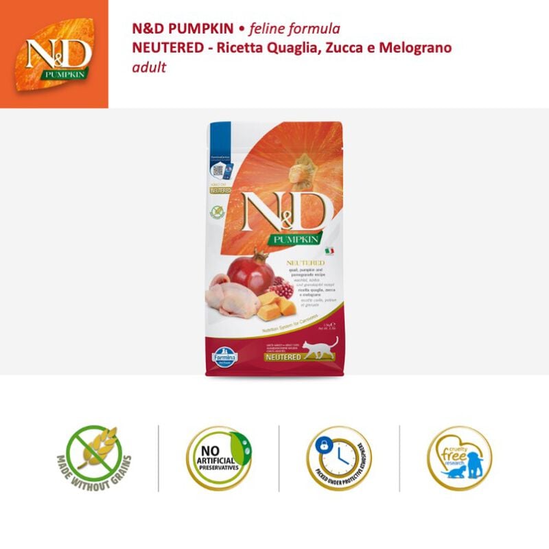 Farmina N&D Pumpkin Cat Neutered Quaglia e Melograno 300 gr