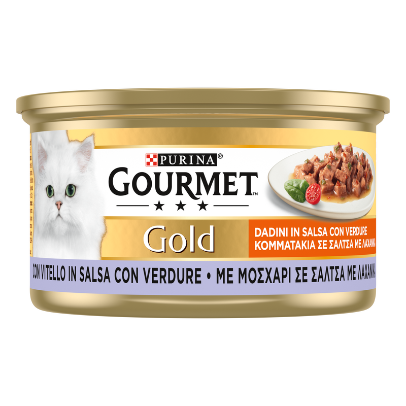 Gourmet Gold Cat Adult Dadini in Salsa con Verdure, con Vitello in Salsa con Verdure 85 gr