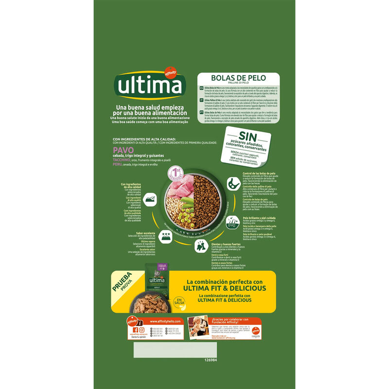 Ultima Cat Adult Palline di Pelo con Tacchino 1,5kg