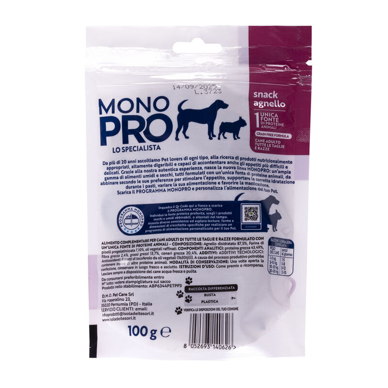 Monopro Dog Adult All Breeds Snack all'Agnello 100 gr