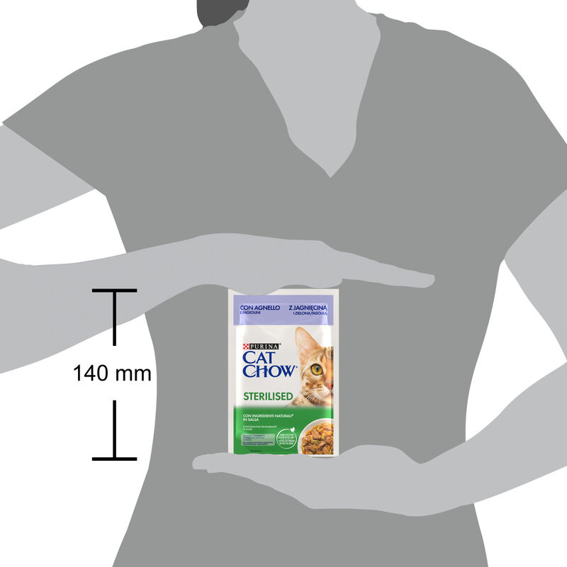 Cat Chow Adult 1+ Sterilised Teneri pezzetti in salsa con agnello e fagiolini 85 gr