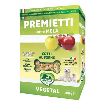 Amico Veg Premietti Mela 300g - Snack Croccanti per Cani a Base di Ingredienti Vegetali