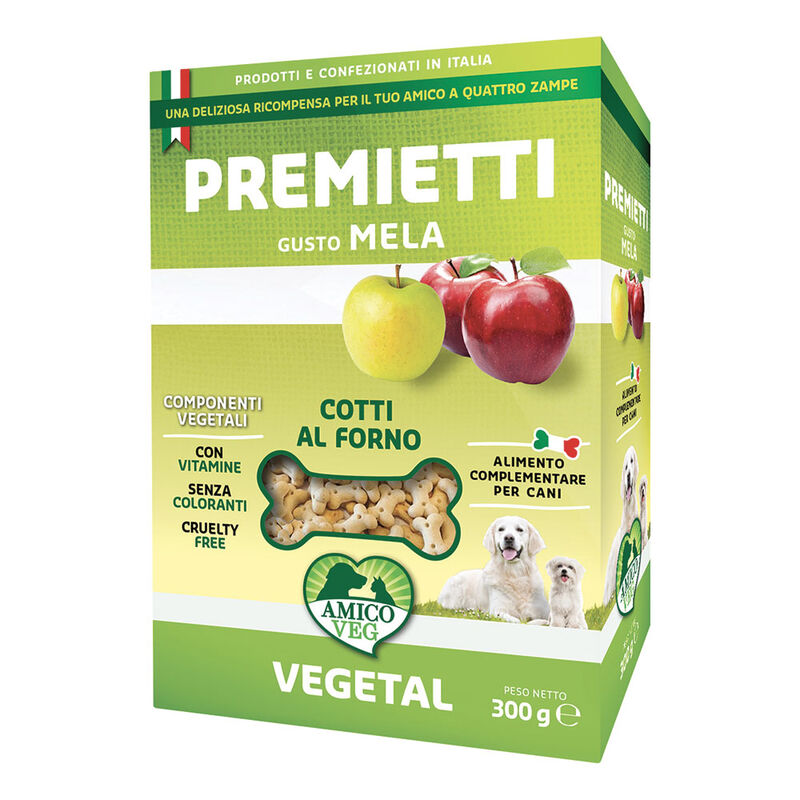 Amico Veg Premietti Mela 300g - Snack Croccanti per Cani a Base di Ingredienti Vegetali
