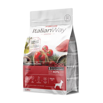 Italianway Hypoallergenic Crocchette per cani adulti Tg Mini con Manzo 1,5 kg
