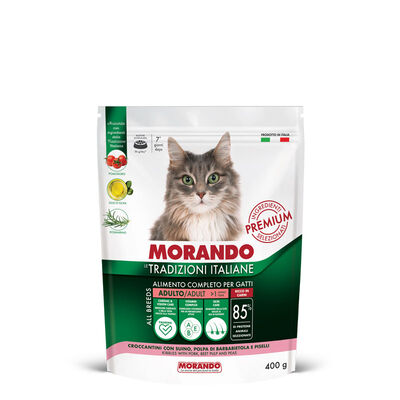 Morando Tradizioni Italiane Cat Adult Maiale, polpa di barbabietola e piselli 400gr