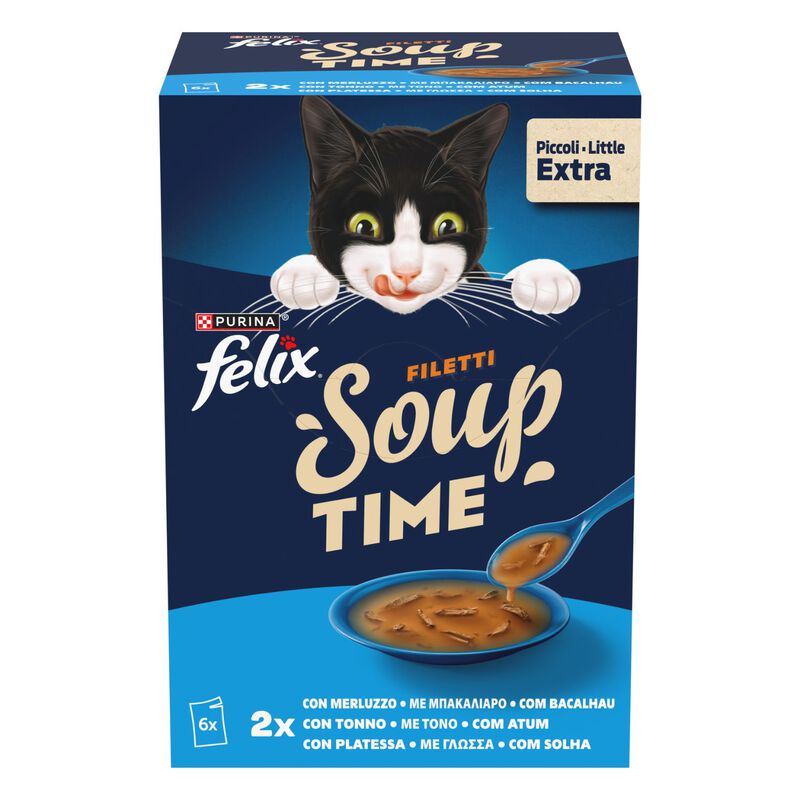 Felix Soup Cat Adult Filetti Merluzzo Tonno e Platessa 6 pz x 48 gr