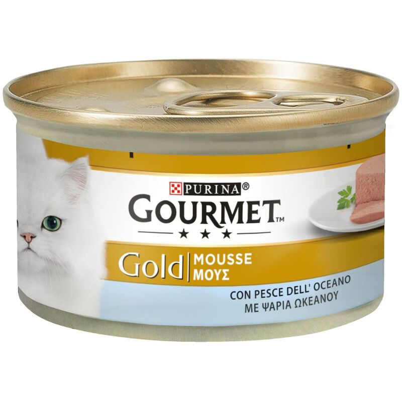 Gourmet Gold Cat Adult Mousse con Manzo, con Pesce dell'Oceano, con Pollo 24x85 gr