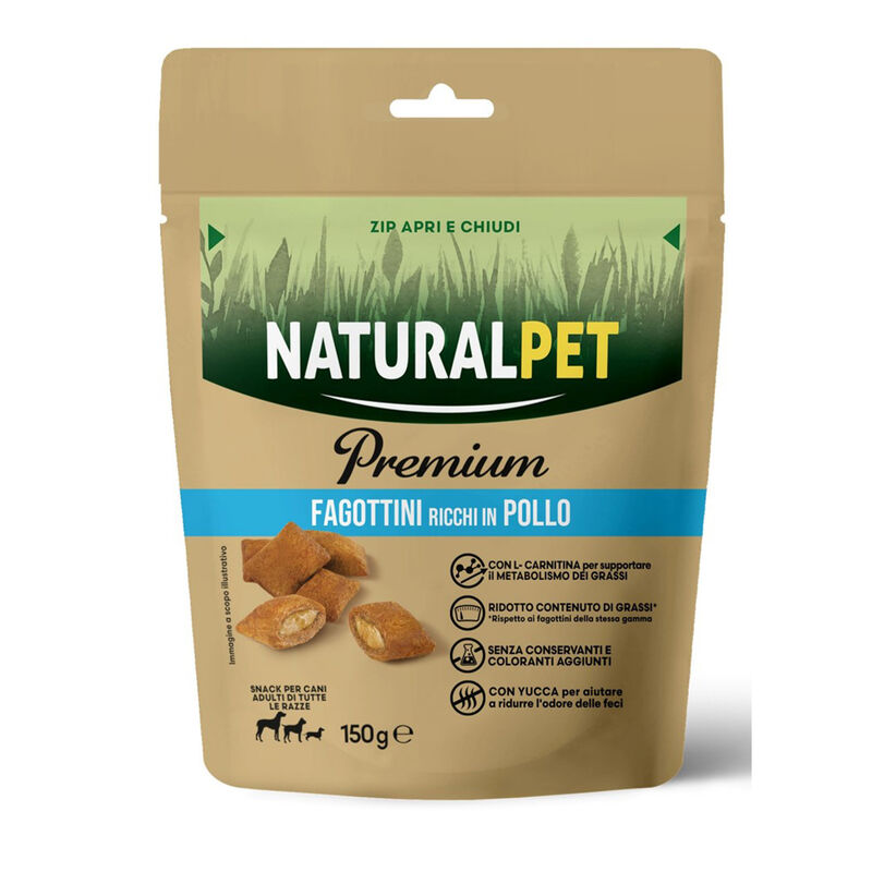Naturalpet Premium Dog Adult Snack Fagottini ricchi in Pollo Low fat 150gr