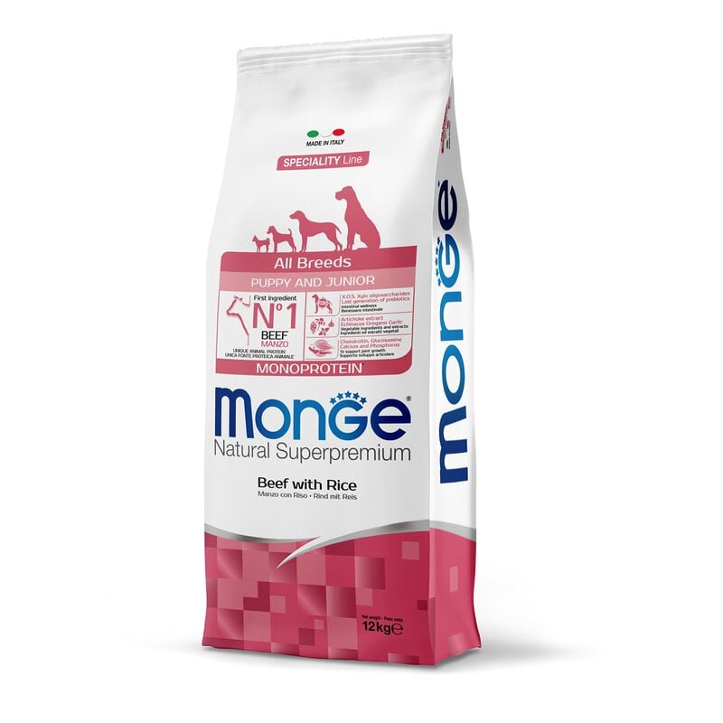 Monge Natural Superpremium Monoprotein per Cuccioli All Breeds con Manzo 12 kg