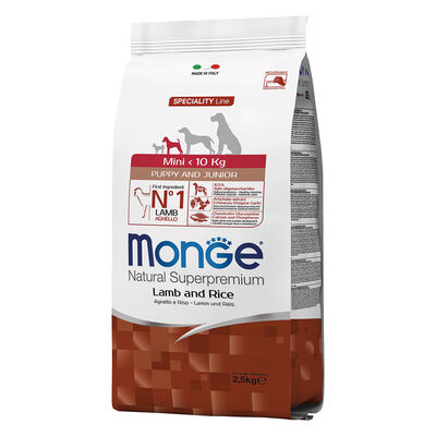 Monge Natural Superpremium Monoprotein Mini Puppy e Junior Agnello con Riso 2,5 kg