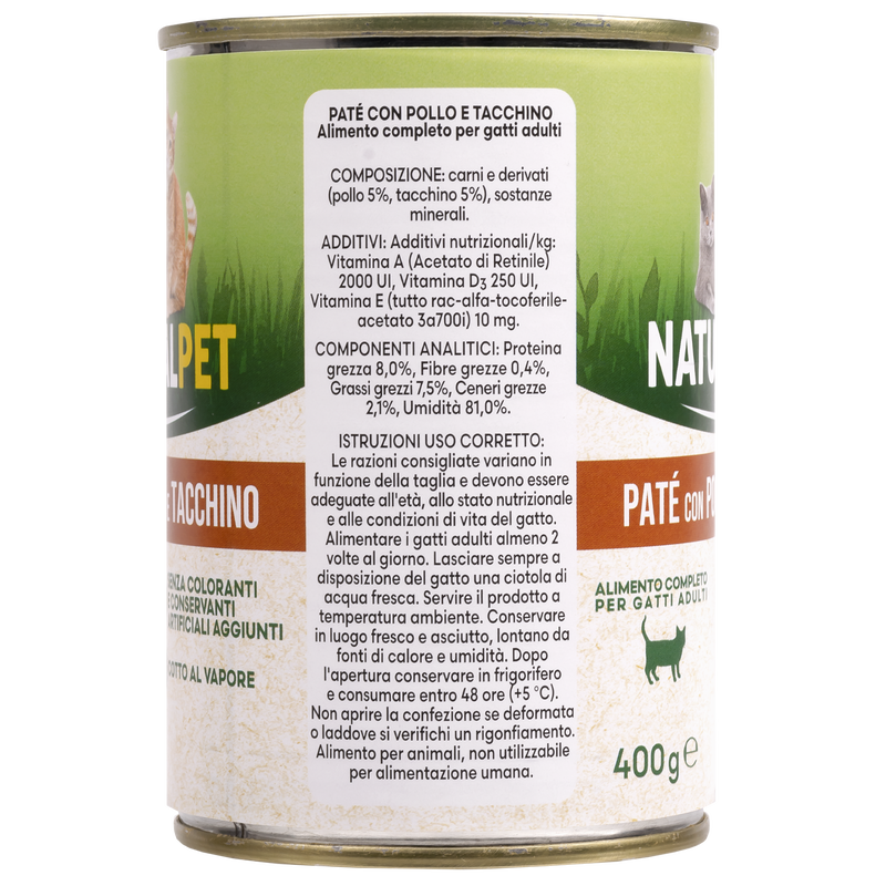 Naturalpet Cat Adult Paté Pollo e Tacchino 400 gr