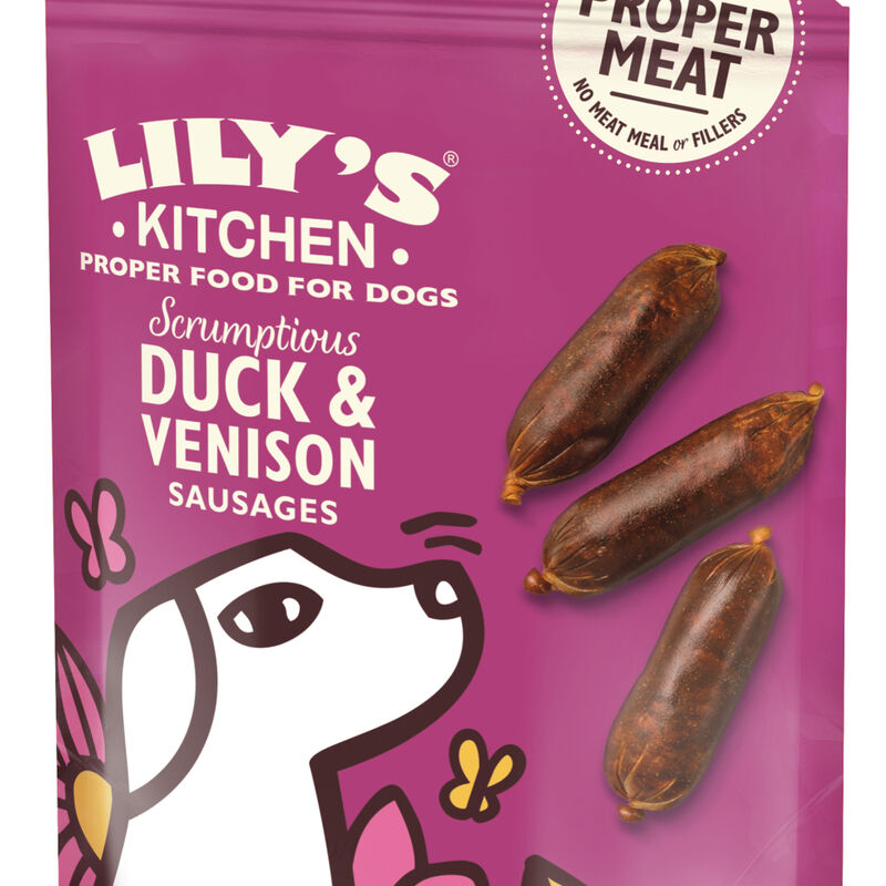 Lily's Kitchen Dog Adult Snack Scrumptious Duck and Venison Sausages, Salsicce di Anatra e Cervo 70 gr