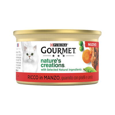 Gourmet Nature's Creations  Cat Adult  Ricco in Manzo con piselli e carote 85 gr