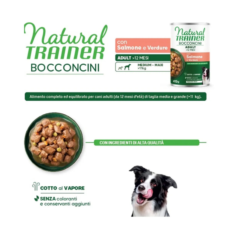 Natural Trainer Dog Mediumx&Maxi Adult bocconcini con salmone 415gr