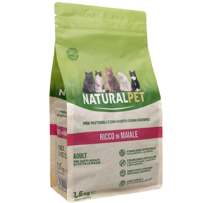 Naturalpet Cat Adult ricco in Maiale 1,5kg