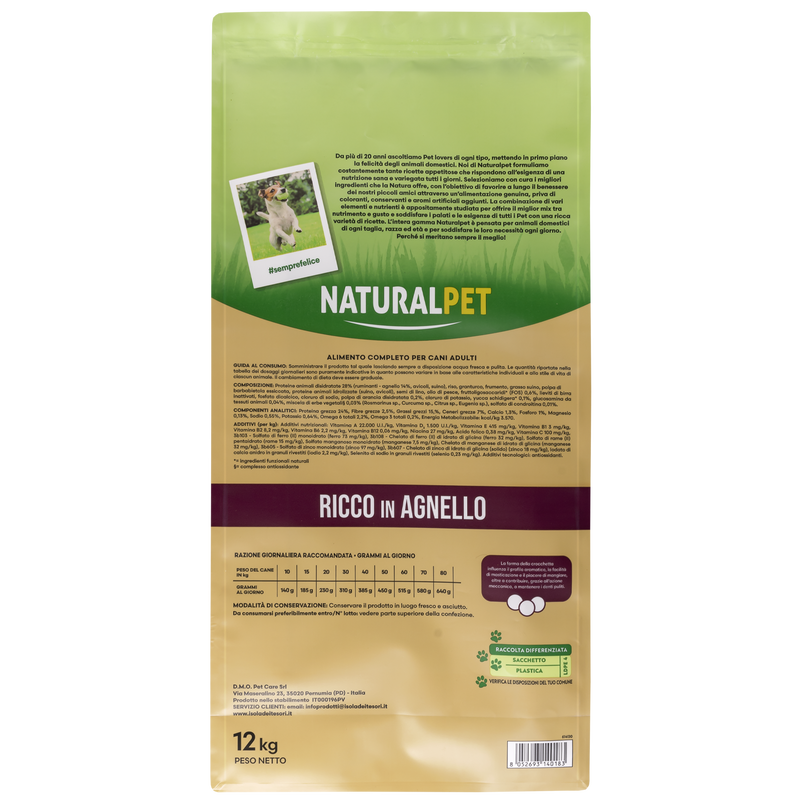 Naturalpet Premium Dog Adult Medium&Large ricco in Agnello 12 kg