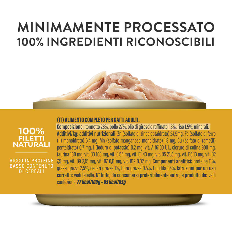 Schesir Cat Adult Tonnetto e pollo con riso in brodo 85g