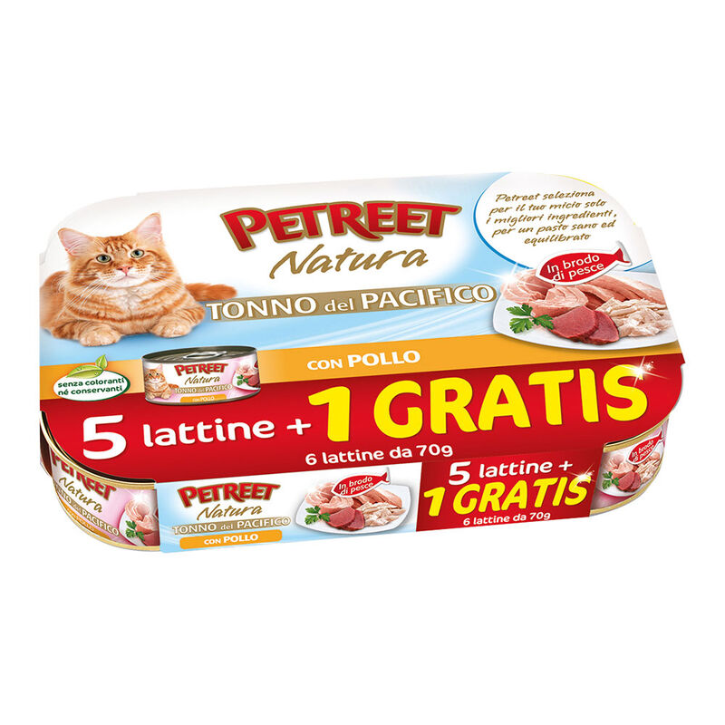 Petreet Cat Tonno del pacifico Tonno con pollo 6x70 gr