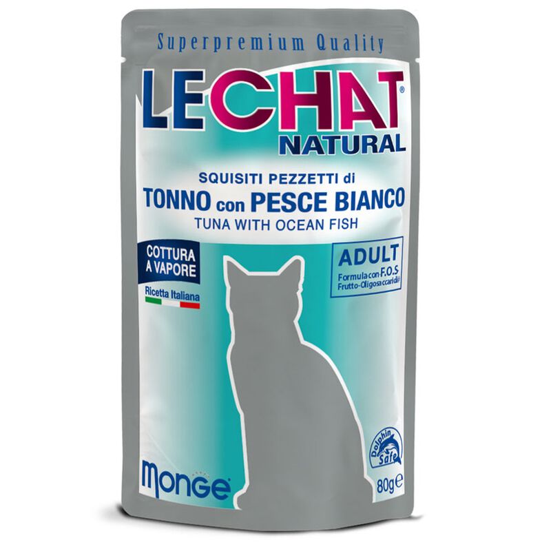Le Chat Natural gatti adulti pezzetti di Tonno con Pesce Bianco 80 gr