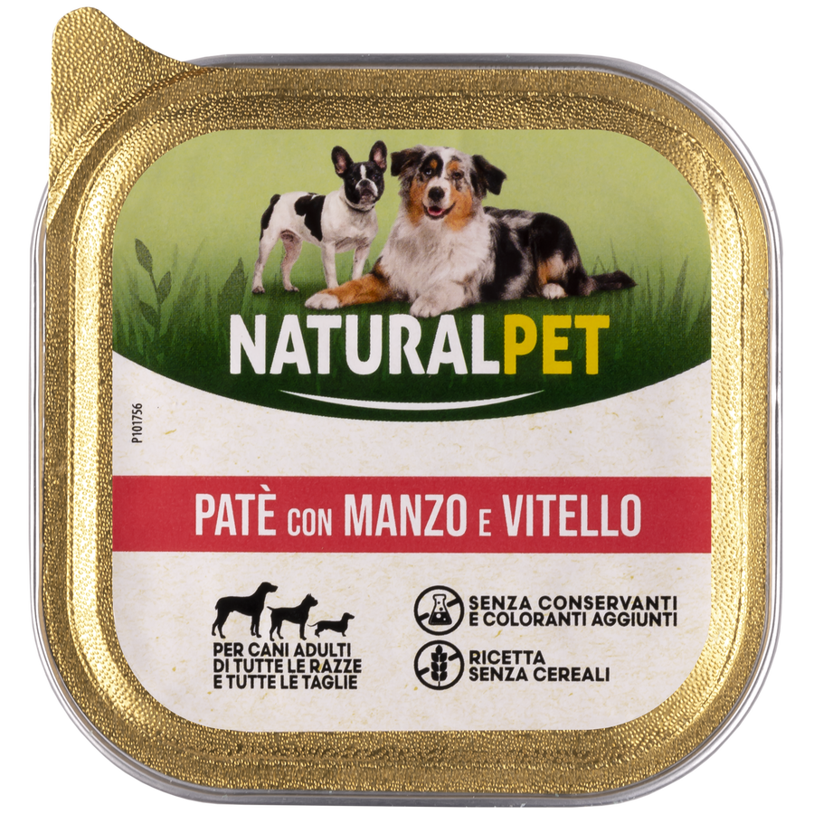 Naturalpet Dog Adulto Pat&eacute; con Manzo e Vitello 150 gr