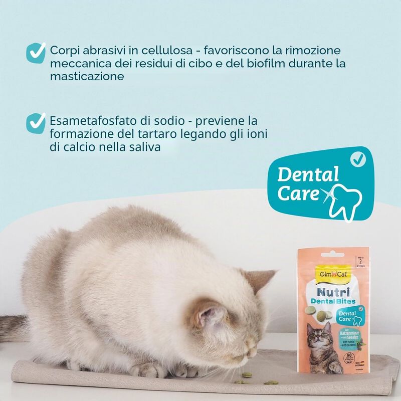 Gimcat Nutri Dental Bites per gatti Erba gatta 40 gr