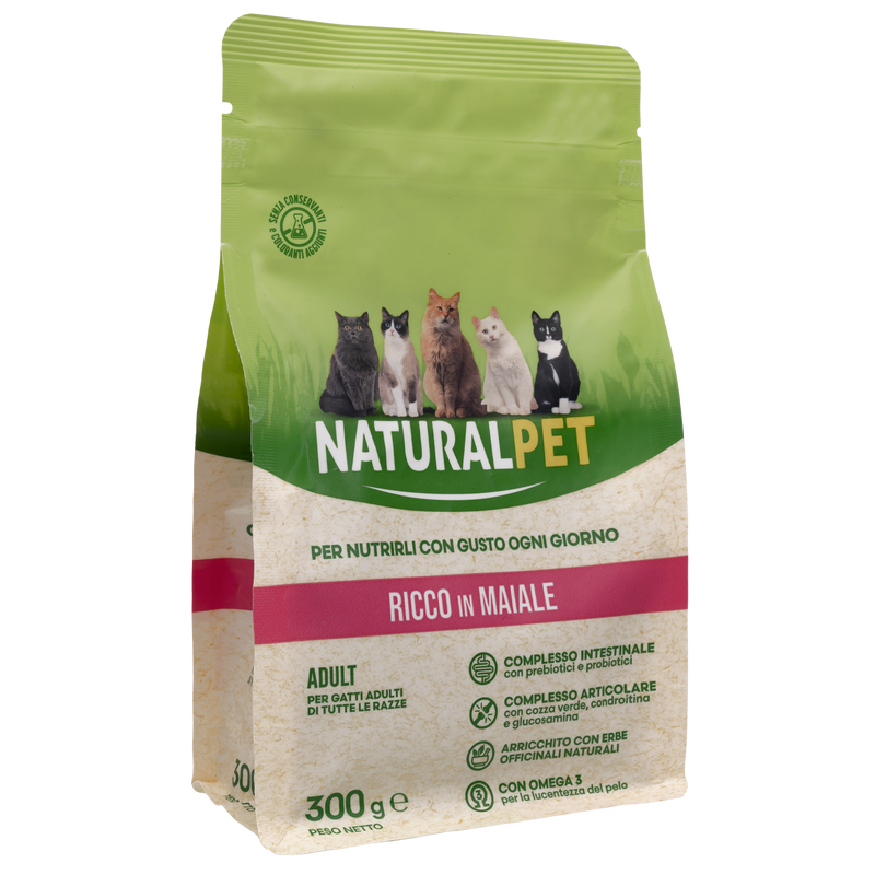 Naturalpet Cat Adult ricco in Maiale 300gr