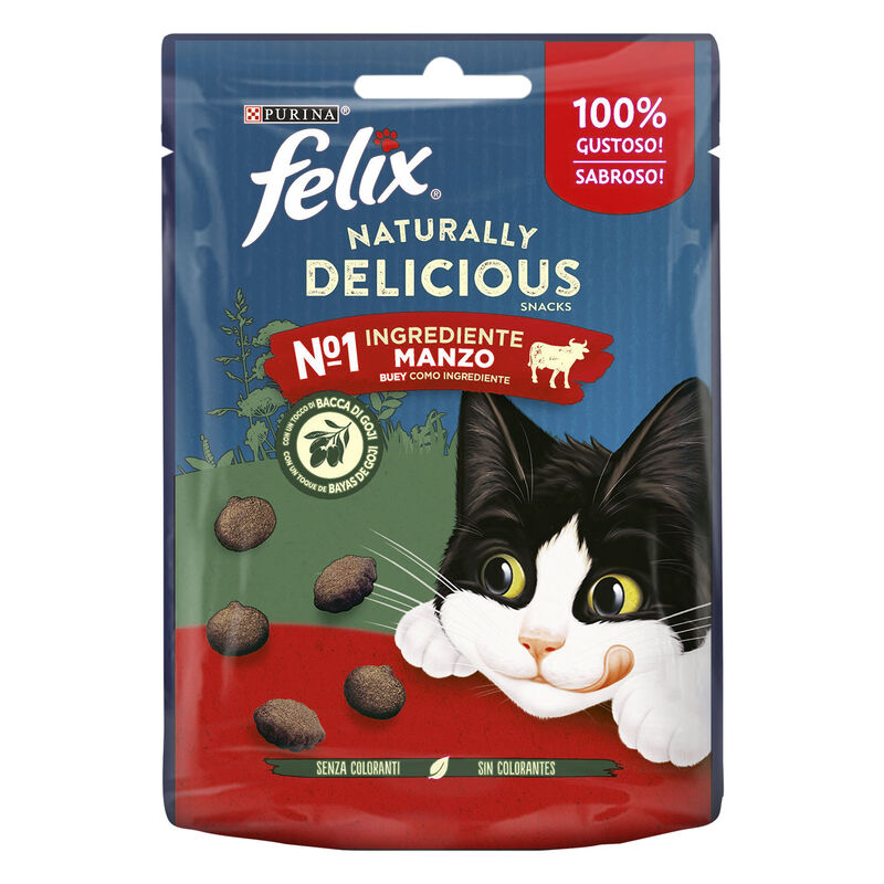 Felix Naturally Delicious Cat Snack con Manzo e Bacche di Goji 50 gr