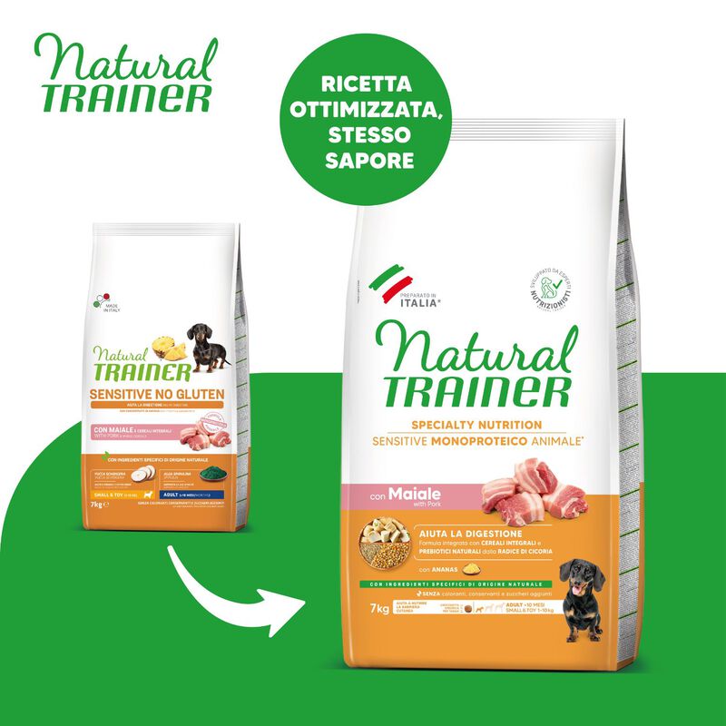 Natural Trainer Dog Adult Mini Sensitive Grain Free con Maiale 7 kg