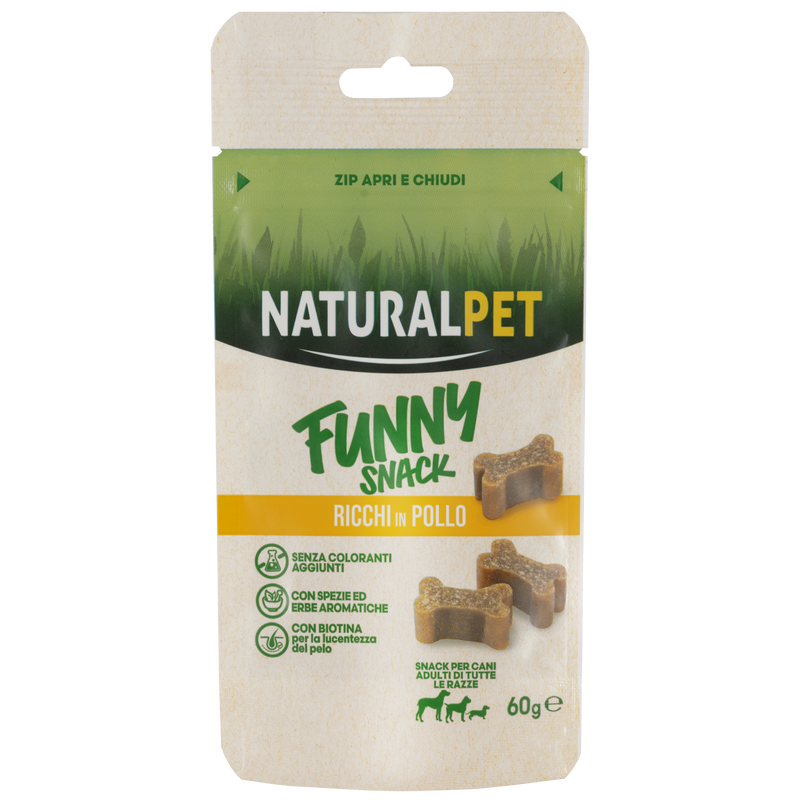 Naturalpet Funny Snack Ossicini con Pollo 60gr