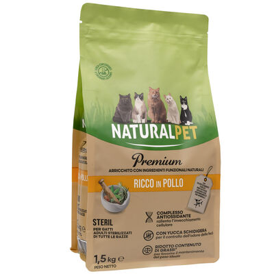 Naturalpet Premium Cat Adult Sterilised ricco in Pollo 1,5kg