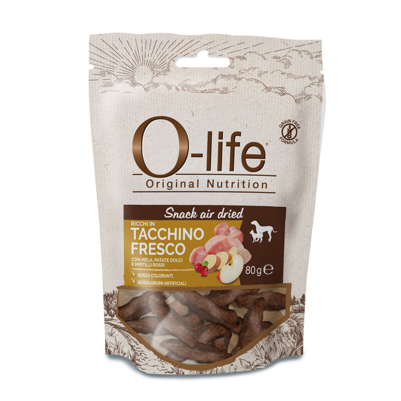O-life Dog Snack Air Dried con Tacchino Fresco 80 gr