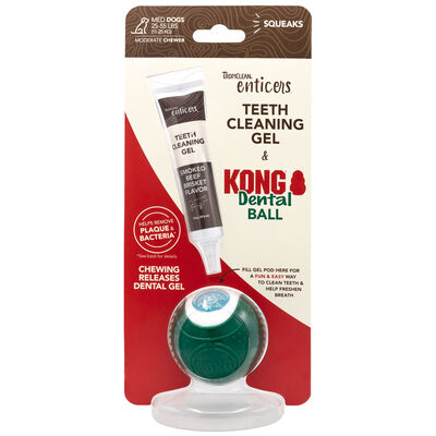 Tropiclean Enticers teeth cleaning gel &Kong dental ball Medium