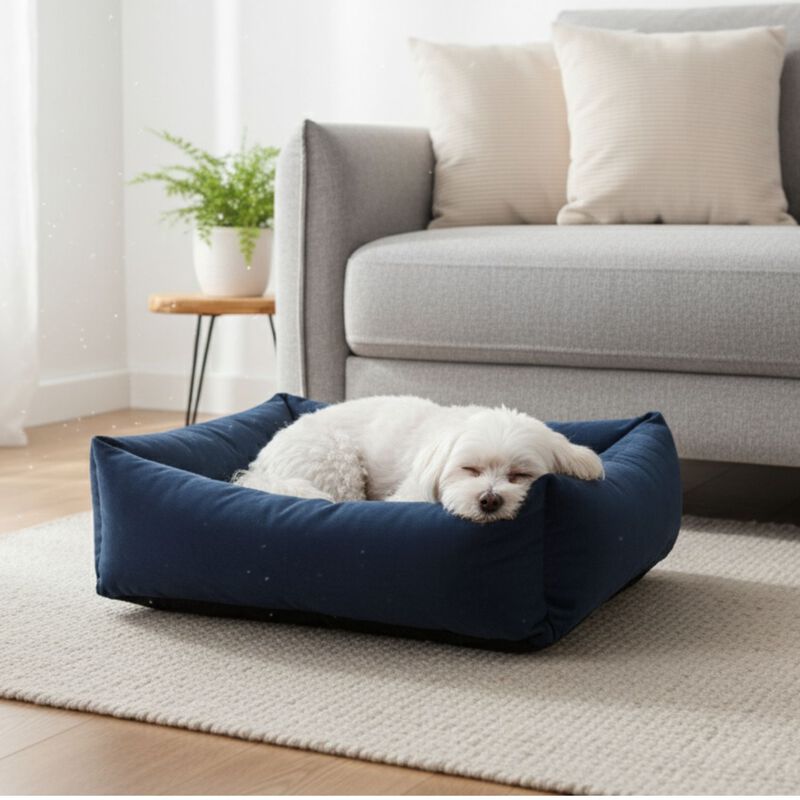 L'Isola dei Tesori Cuccia Relax velluto blu con cuscino 45x60 cm