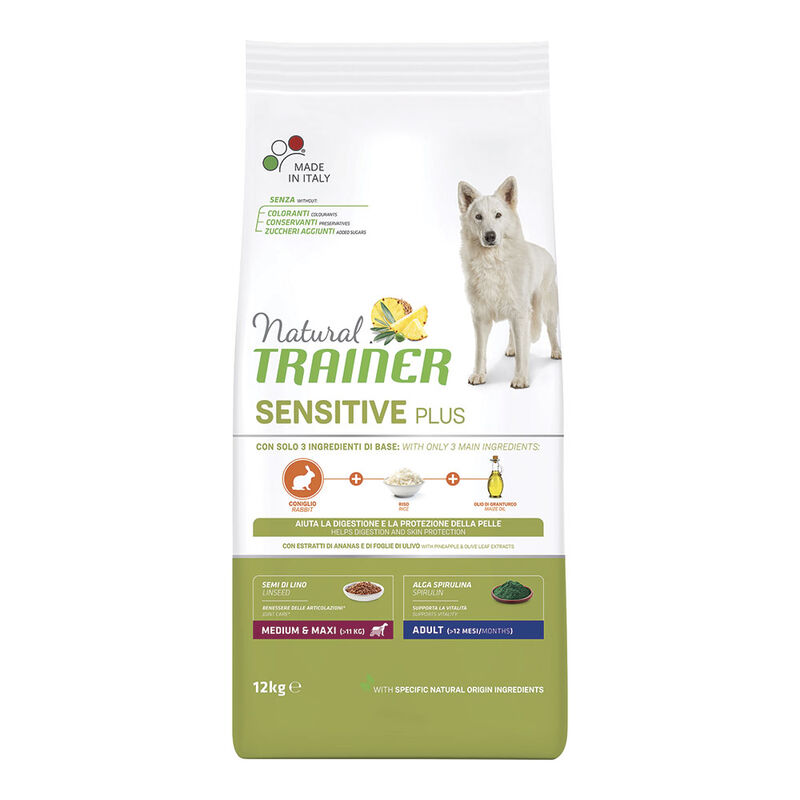 Natural Trainer Sensitive Plus Dog Medium&Maxi Adult Coniglio e Riso 12 kg.