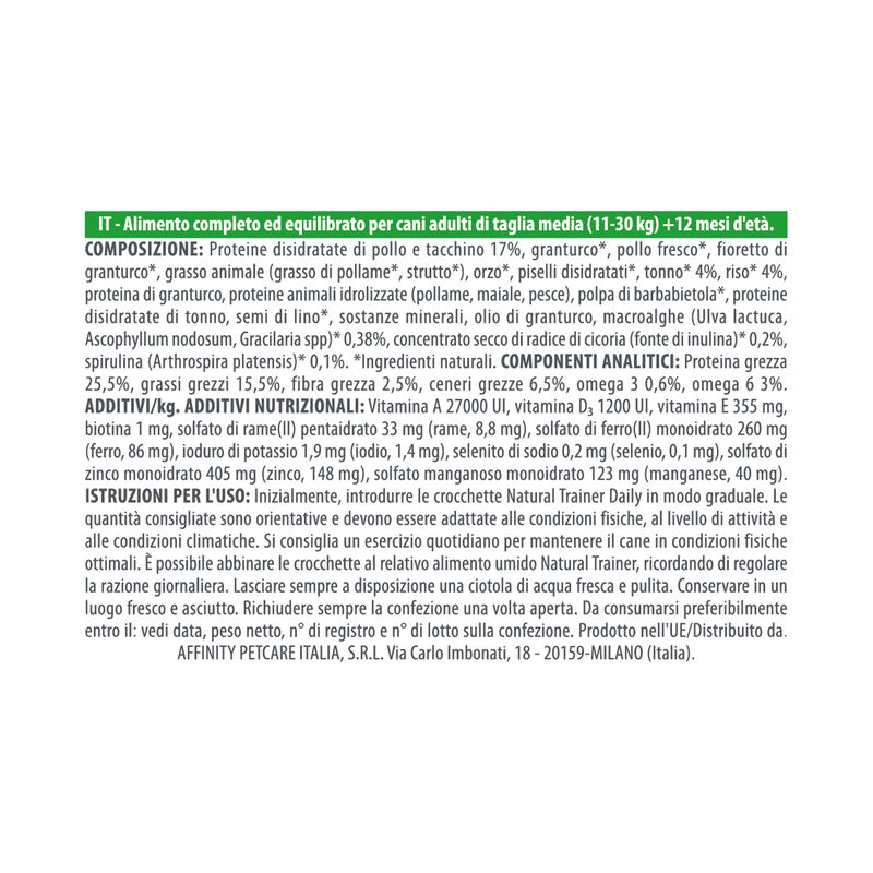 Natural Trainer Dog Medium Adult Tonno e Riso 12 kg