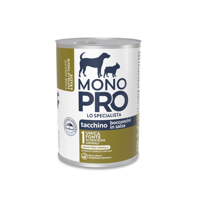 Monopro Bocconcini in Salsa per cani adulti Tacchino 415 gr