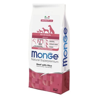 Monge Natural Superpremium Crocchette per cani adulti Manzo e Riso 12 kg
