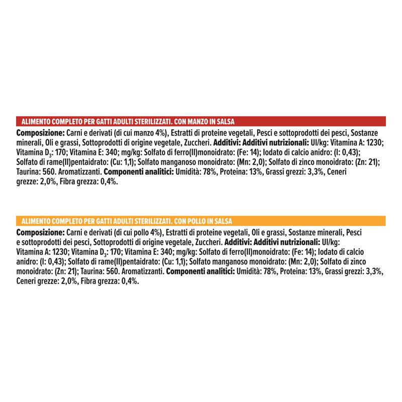 Purina Pro Plan Cat Adult Sterilised Maintenance con Manzo e Pollo in Salsa 24 x 85 gr