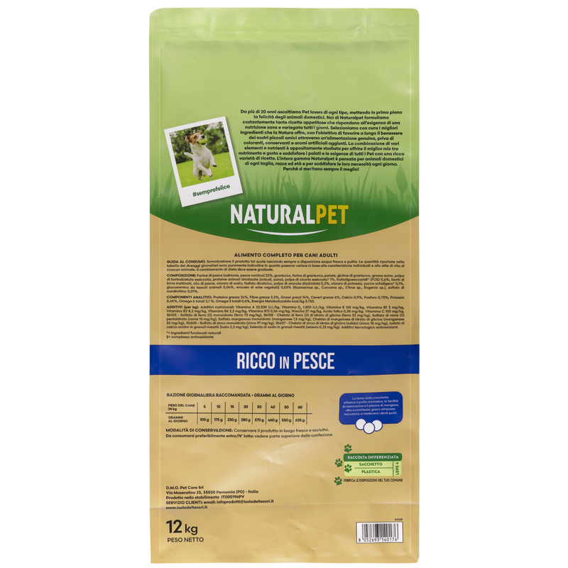 Naturalpet Premium Dog Adult Medium&Large ricco in Pesce 12 kg