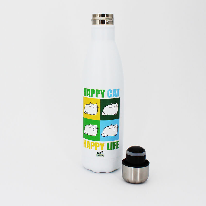 Borraccia termica con stampa Happy Cat