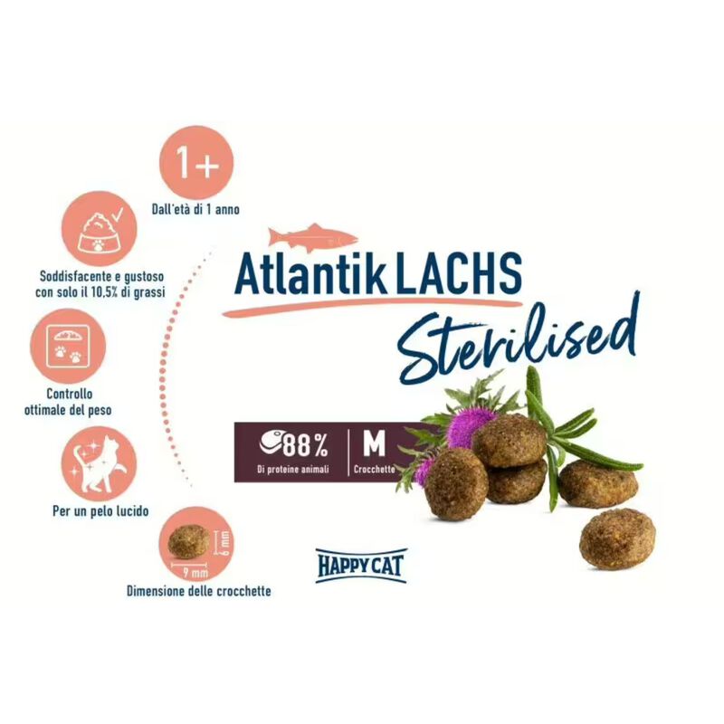 Happy Cat Sterilised Adult Atlantic con Salmone 300 gr