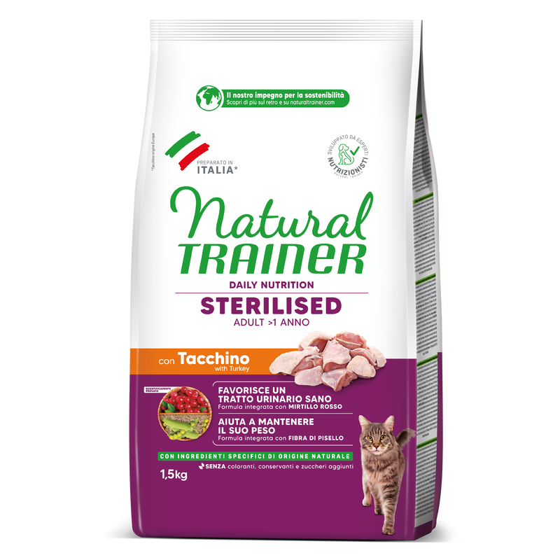 Natural Trainer Cat Adult Sterilised Tacchino 1,5 Kg