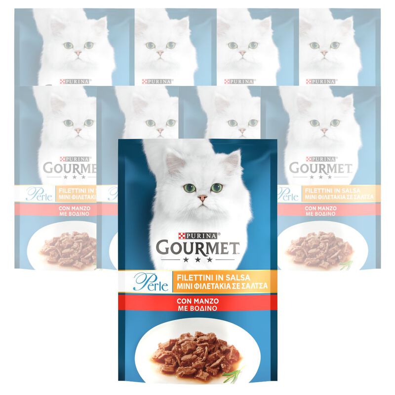Gourmet Perle Cat Adult Filettini in Salsa con Manzo 85 gr