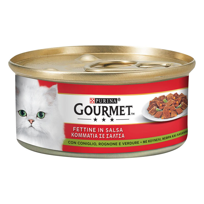Gourmet Rosso Cat Adult Fettine con Coniglio, Rognone e Verdure 195 gr