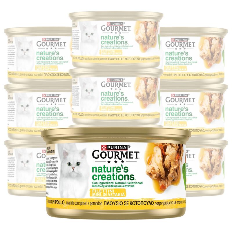 Gourmet Nature's Creations Cat Adult Ricco in Pollo con spinaci e pomodori 85 gr