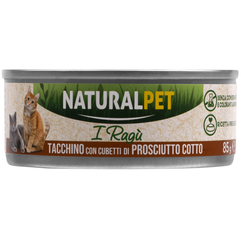 Naturalpet Cat I ragù Tacchino con cubetti di prosciutto cotto 85gr