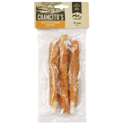 Crancito's Dog Adult Osso annodato di pelle bovina con pollo 17cm 3pz
