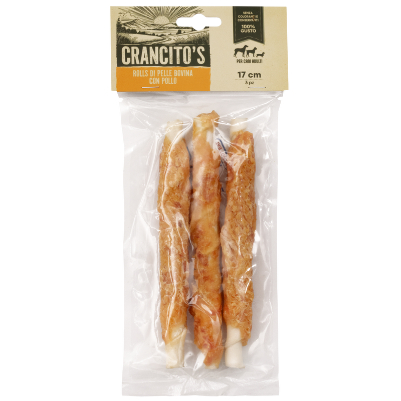 Crancito's Dog Adult Osso annodato di pelle bovina con pollo 17cm 3pz